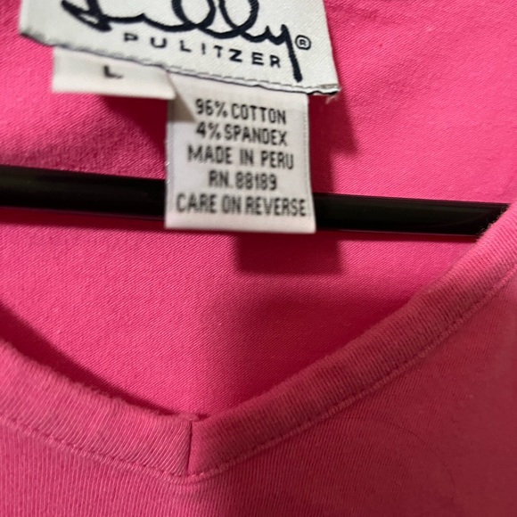 Lilly Pulitzer Hot Pink V-Neck Tee - Picture 3 of 3
